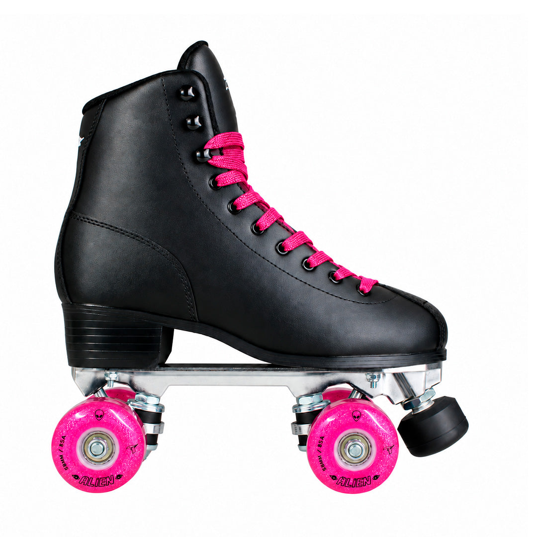Patins Klassic Preto com Rodas de LED - Rosa