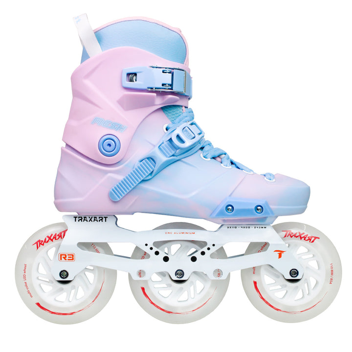 Patins Mesh 'Cotton Candy' + Base Hibrida + Rodas Multicolor 110mm/85A