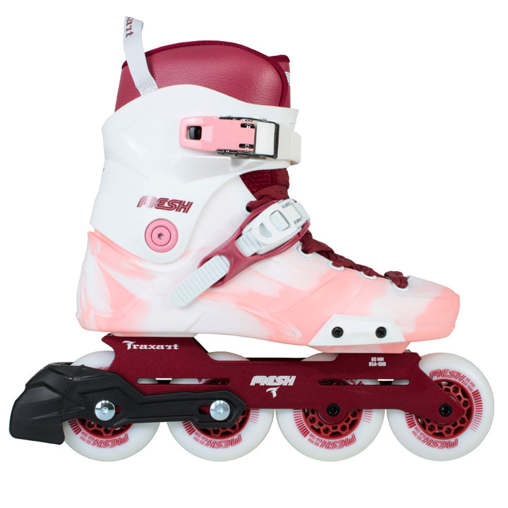 Patins Mesh Branco com Freio - 80mm ABEC-9 Cromo