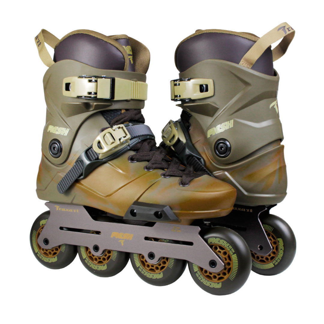 Patins Mesh Verde e Marrom - 80mm ABEC-9 Cromo