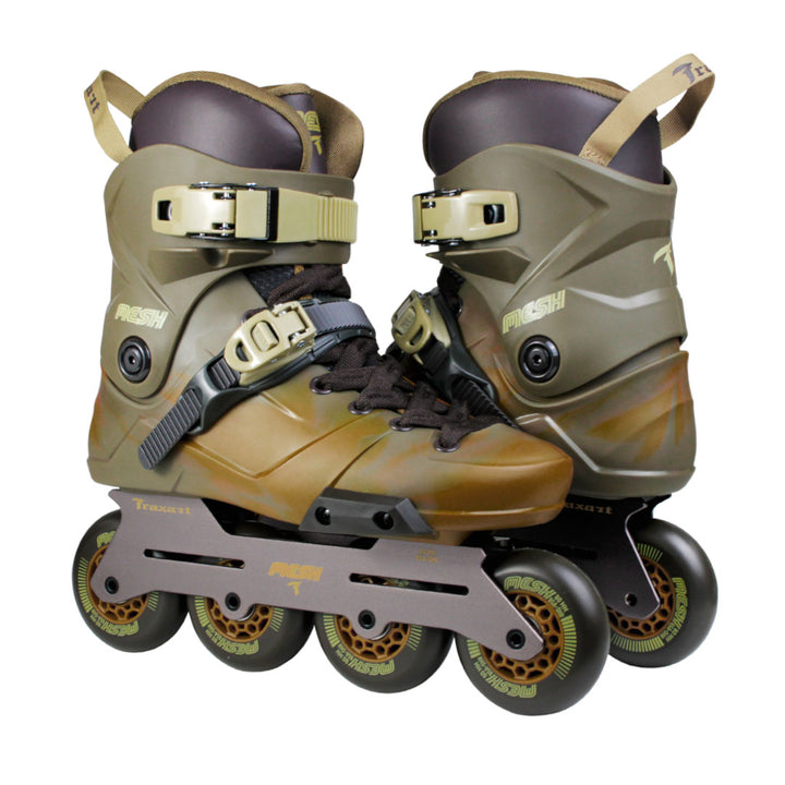 Patins Mesh Verde e Marrom - 80mm ABEC-9 Cromo
