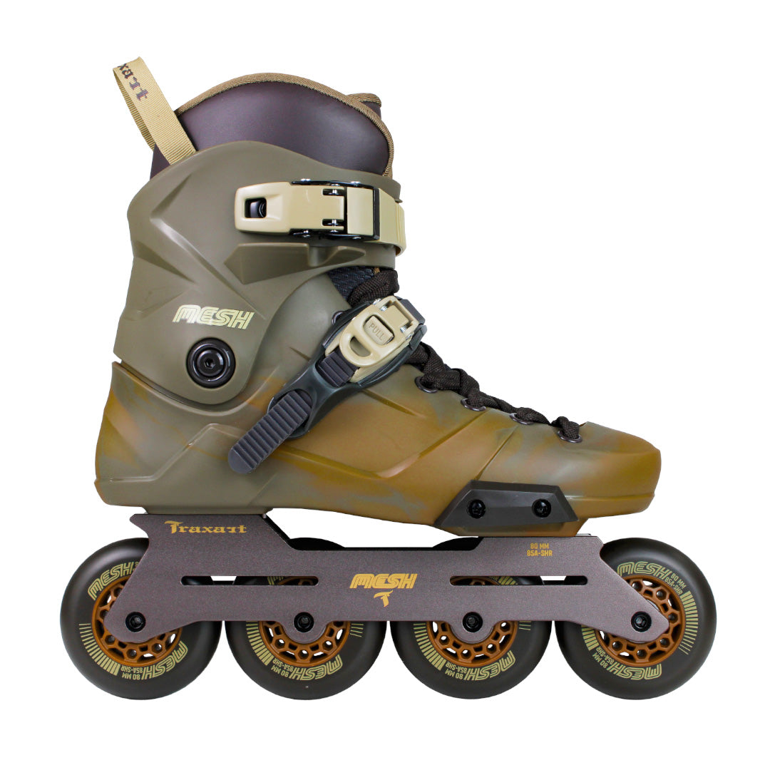 Patins Mesh Verde e Marrom - 80mm ABEC-9 Cromo