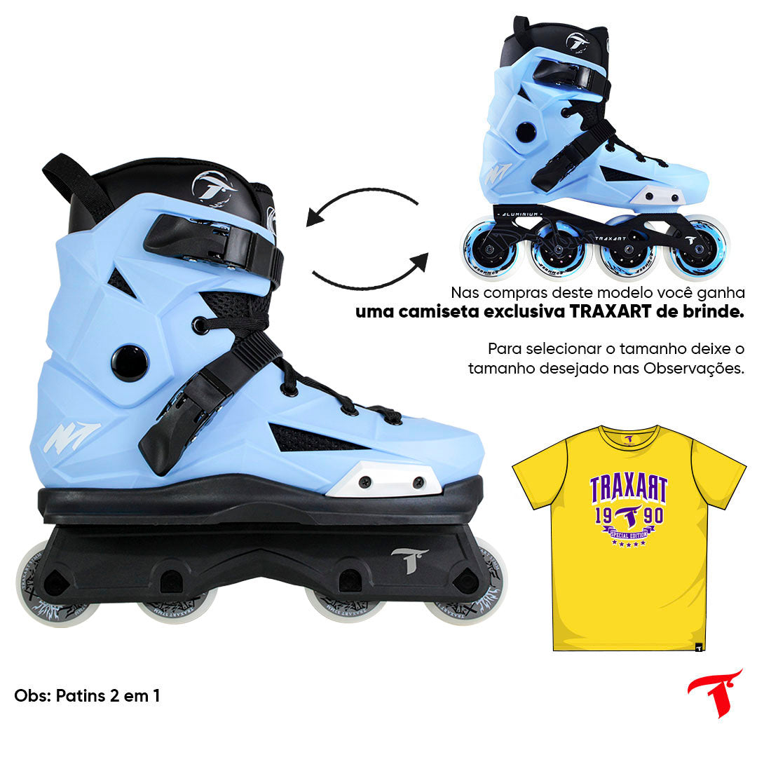 Patins Revolt Azul Claro com Base Street - 57mm ABEC-9
