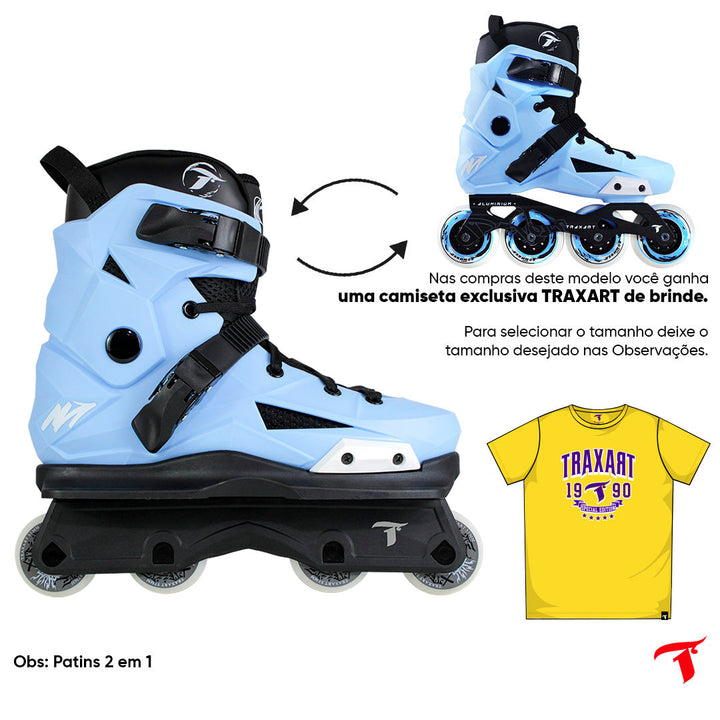 Patins Revolt Azul Claro com Base Street - 57mm ABEC-9