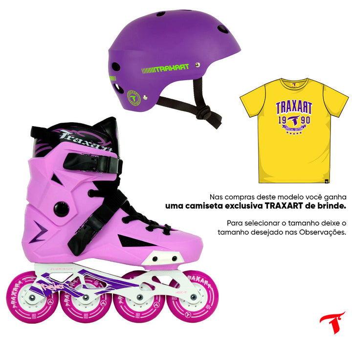 Patins Revolt Lilás + Capacete Future Roxo