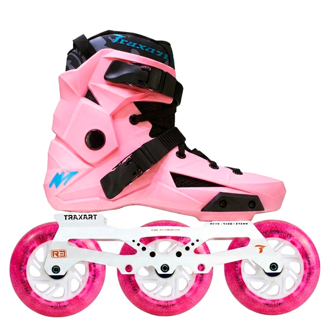 Patins Revolt Rose + Base Híbrida+ Rodas LED Rosa 110mm