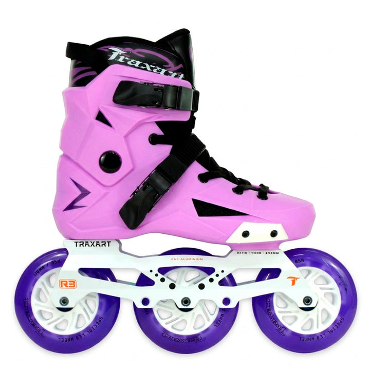 Patins Revolt Lilas + Base Híbrida+ Rodas LED Roxa 110mm