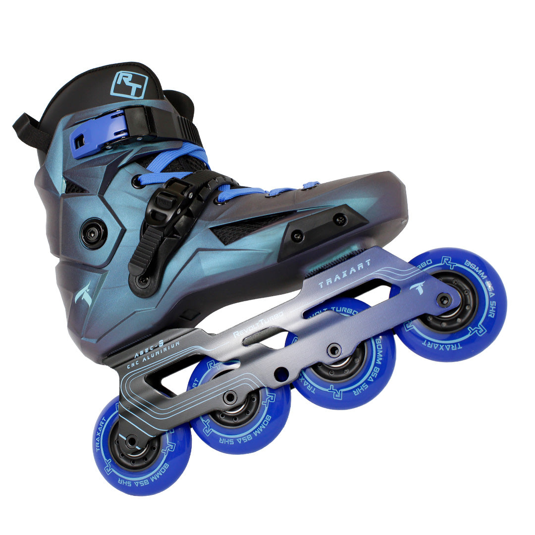 Patins Revolt Turbo Metallic Azul - 80mm ABEC-9 Cromo