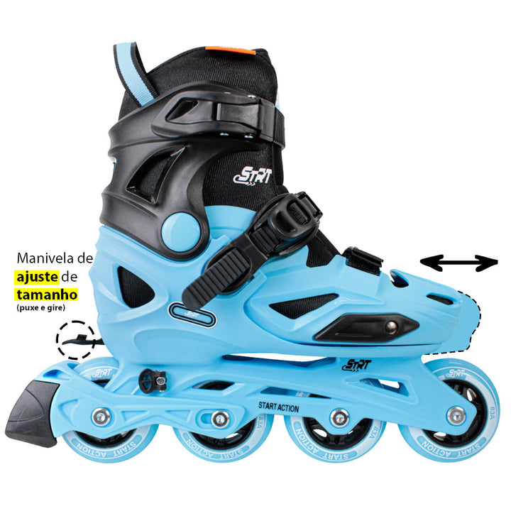 Patins Infantil STRT Azul - 62/64mm ou 68/70mm ABEC-5