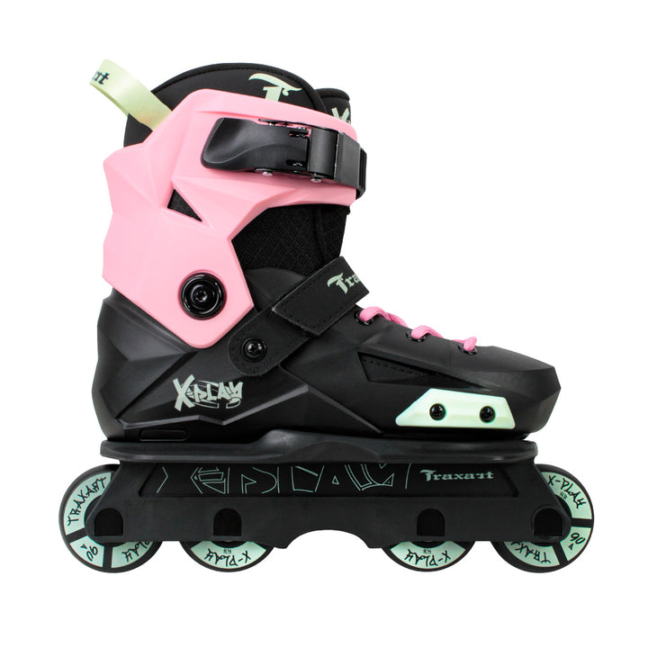 Patins Infantil X-Play + Cuff Rosa + Cadarço Rosa