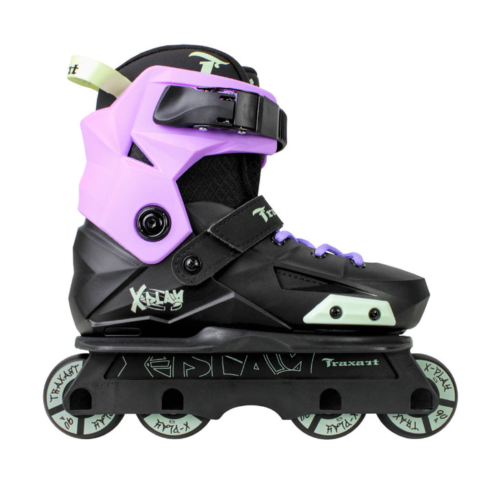 Patins Infantil X-Play + Cuff Lilás + Cadarço Lilás