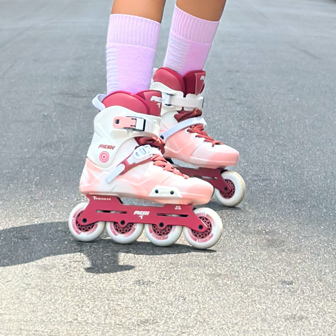 Patins Mesh Branco e Pink - 80mm ABEC-9 Cromo