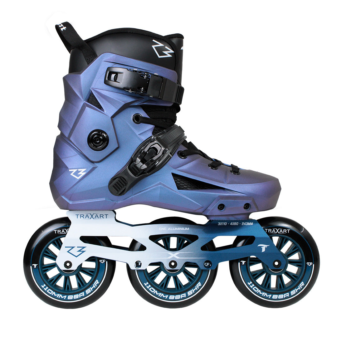 Patins New R3 Azul Holográfico - 110mm ABEC-9 Cromo