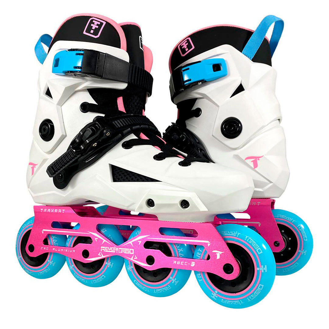Patins Revolt Turbo Branco e Pink - 80mm ABEC-9 Cromo