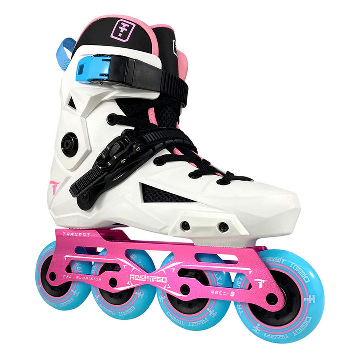 Patins Revolt Turbo Branco e Pink - 80mm ABEC-9 Cromo