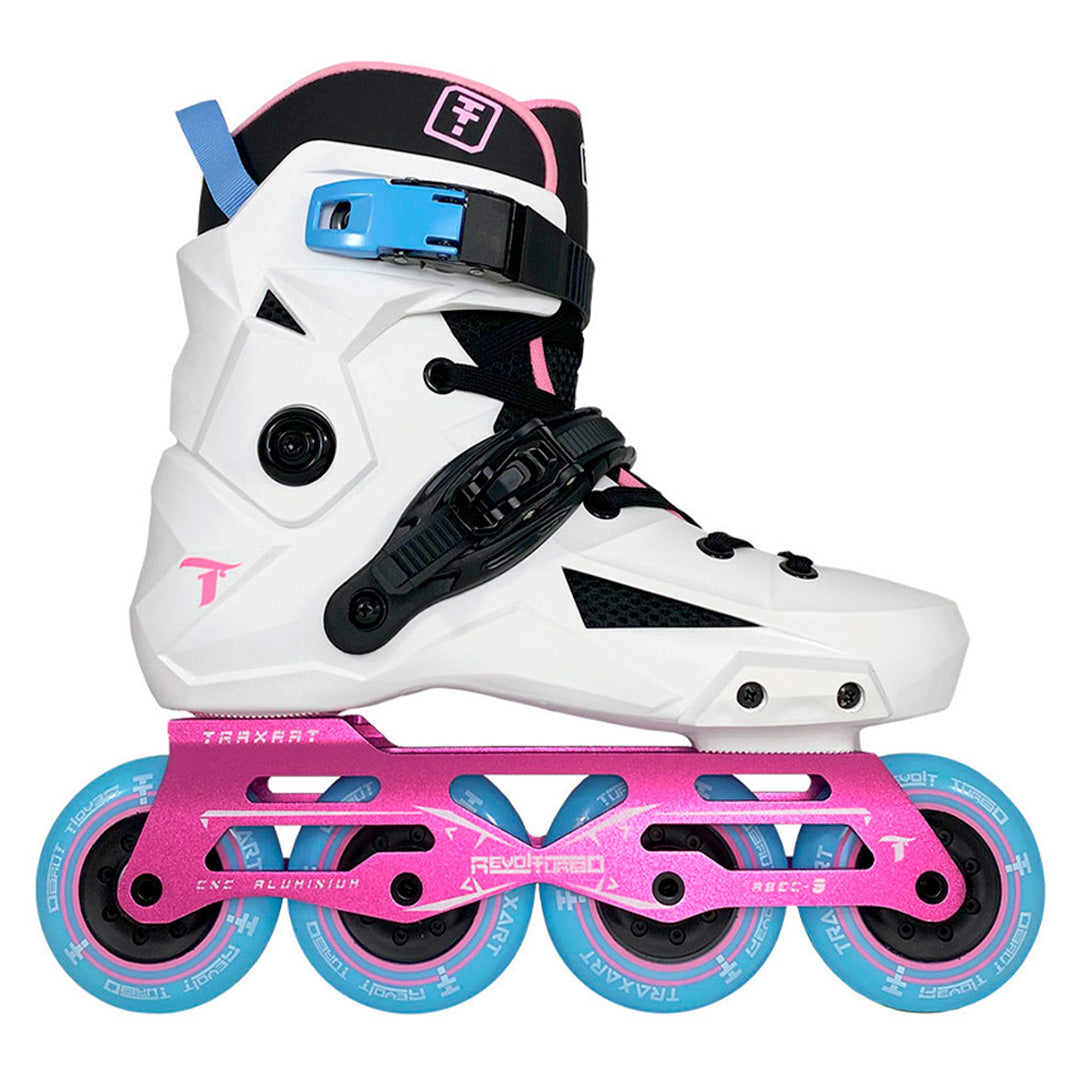 Patins Revolt Turbo Branco e Pink - 80mm ABEC-9 Cromo