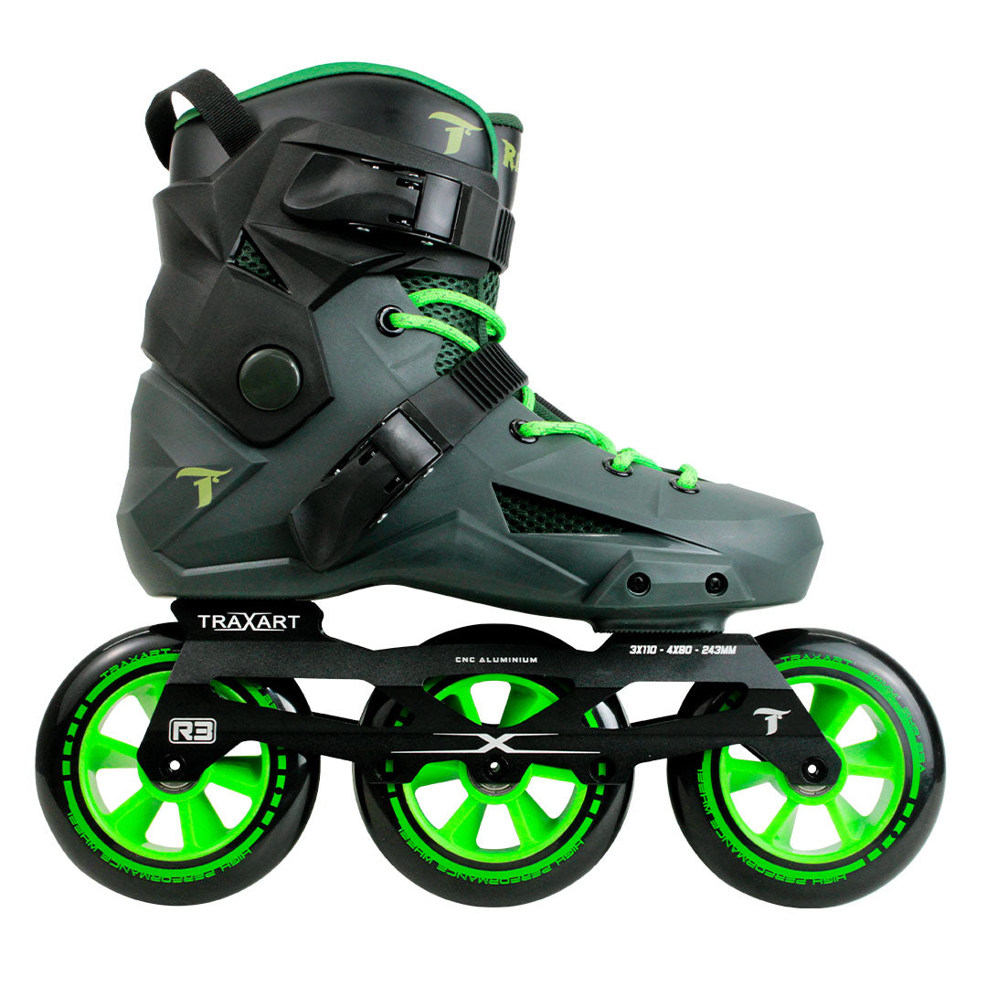 Patins Revolt Verde + Base Hibrida + Rodas High Performance 110mm/85A