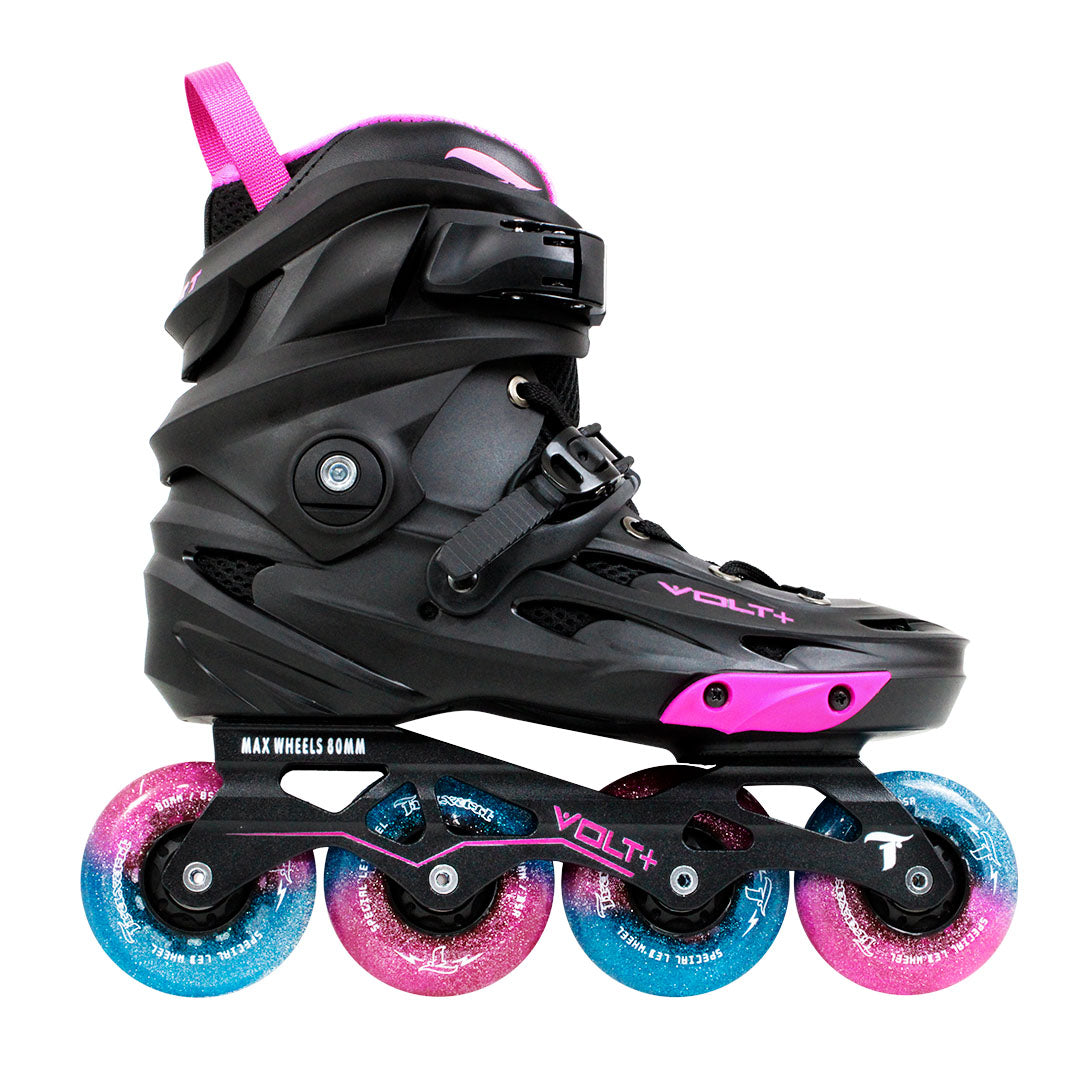 Patins Volt + 2.0 Rosa + Roda de LED Pink/Azul - 80mm/85A