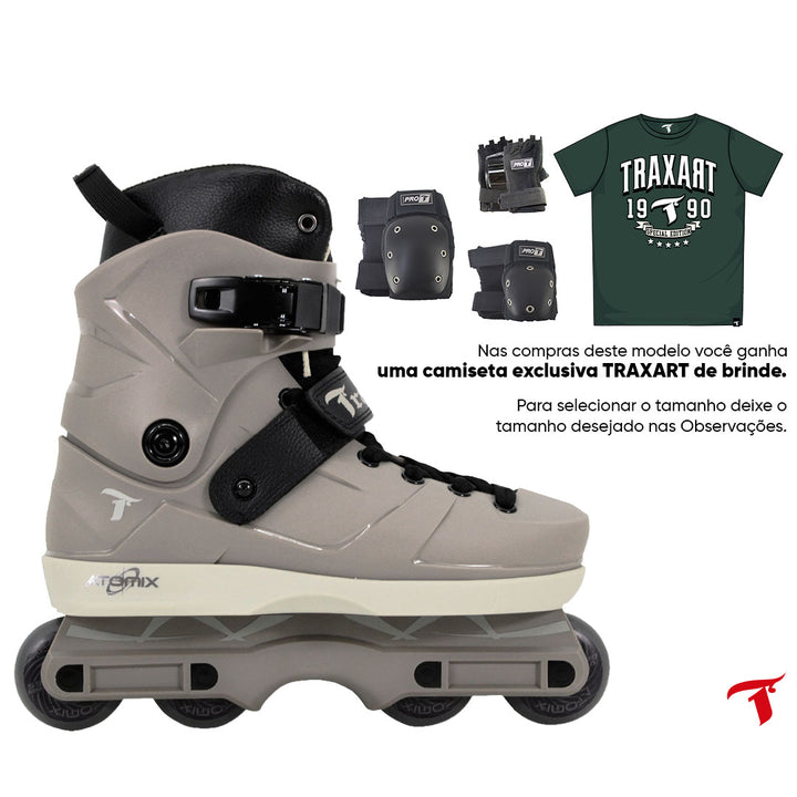 Patins Atomix Cinza + Protetor DG-300