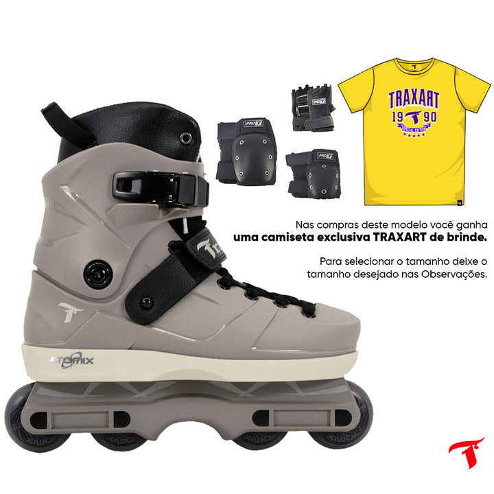 Patins Atomix Cinza + Protetor DG-300