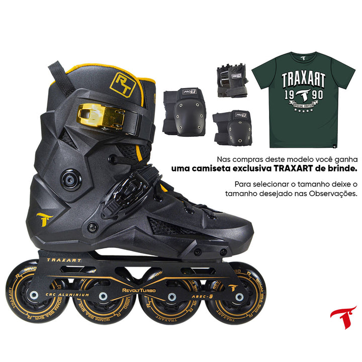 Patins Revolt Turbo Gold + Protetor DG-300
