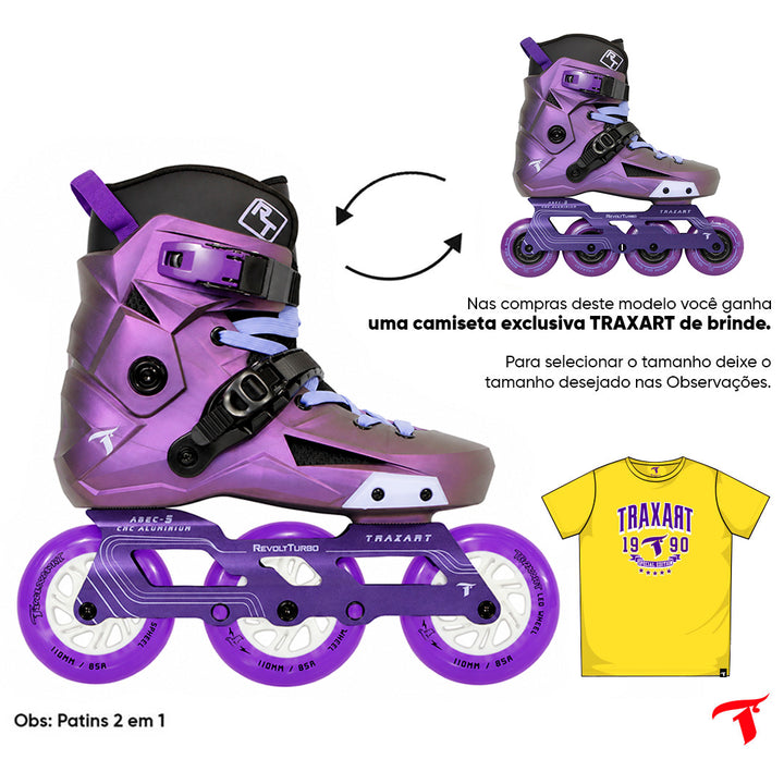Patins Revolt Turbo Metallic Roxo - 2 em 1