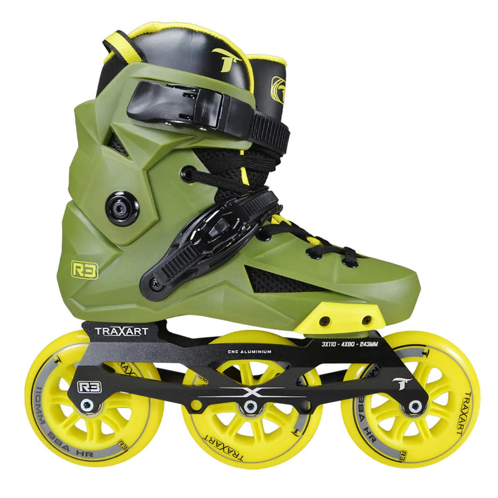 Patins R3 Verde/Amarelo - 110mm ABEC-9 Cromo