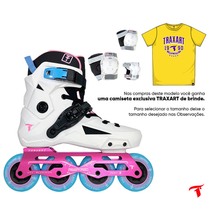 Patins Revolt Turbo Branco + Protetor DK-619