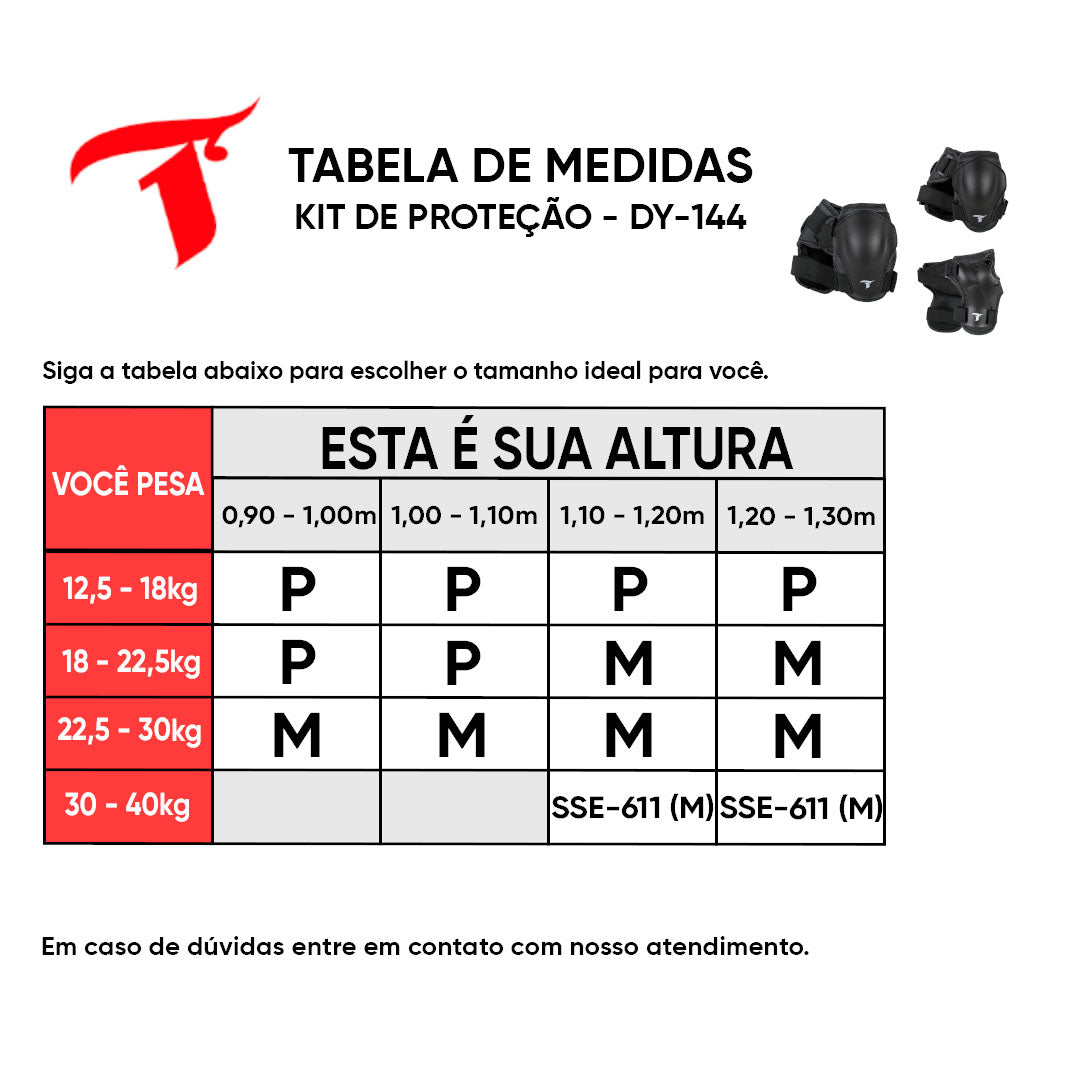 Kit Protetor Infanto Juvenil Preto - DY-144