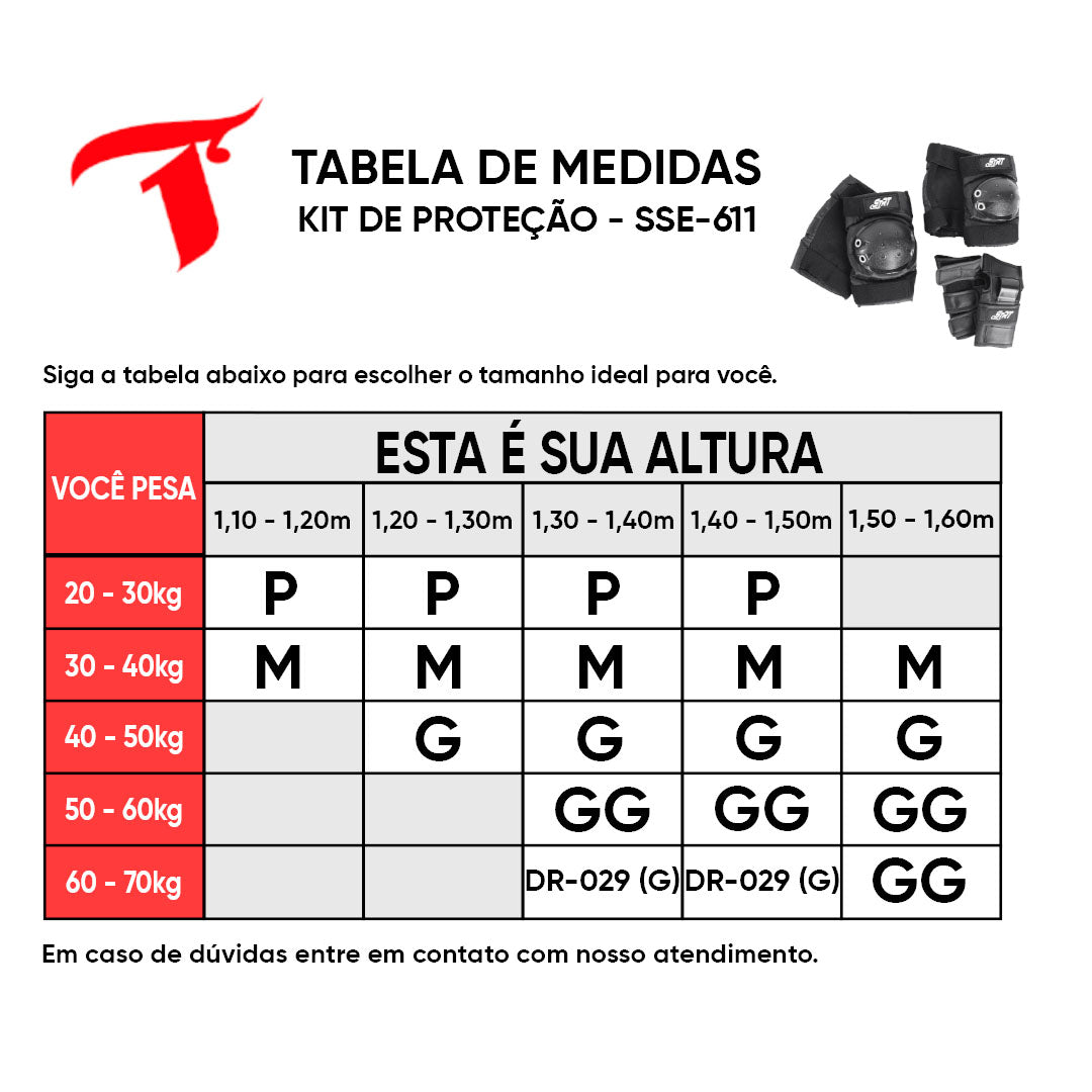 Kit Protetor Juvenil Strt Preto - SSE-611