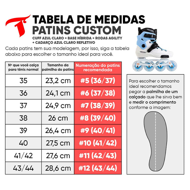 Patins Custom Personalizado Branco e Azul