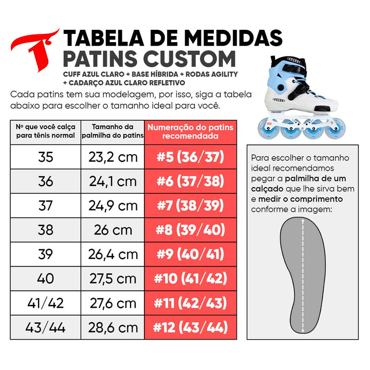 Patins Custom Personalizado Branco e Azul