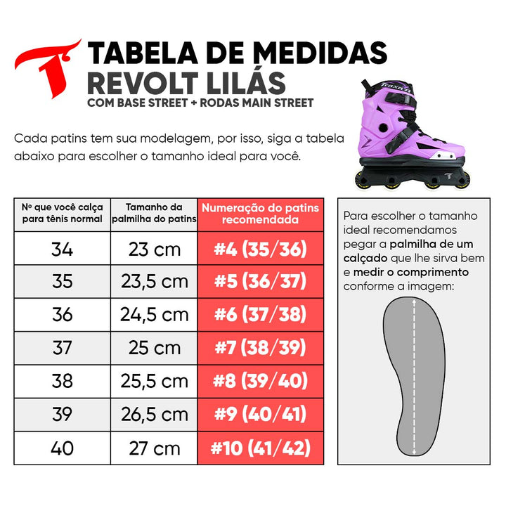 Patins Revolt Lilás com Base Street - 57mm ABEC-9