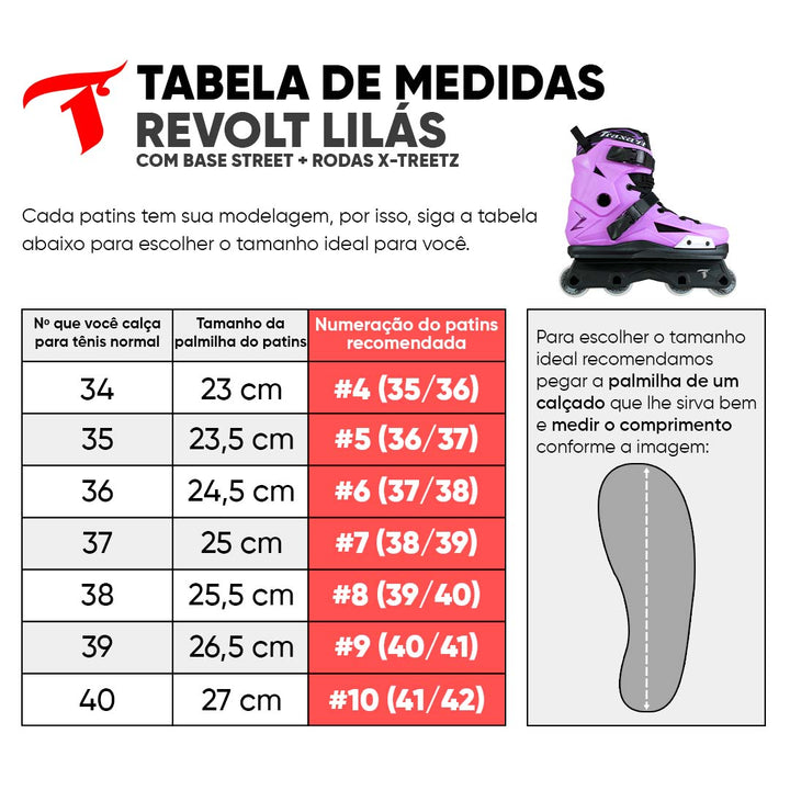 Patins Revolt Lilás com Base Street - 57mm ABEC-9