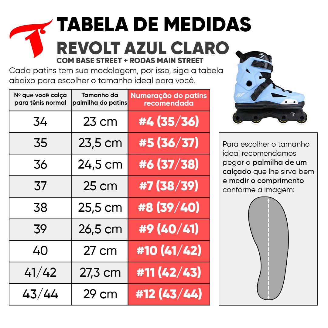 Patins Revolt Azul Claro com Base Street - 57mm ABEC-9