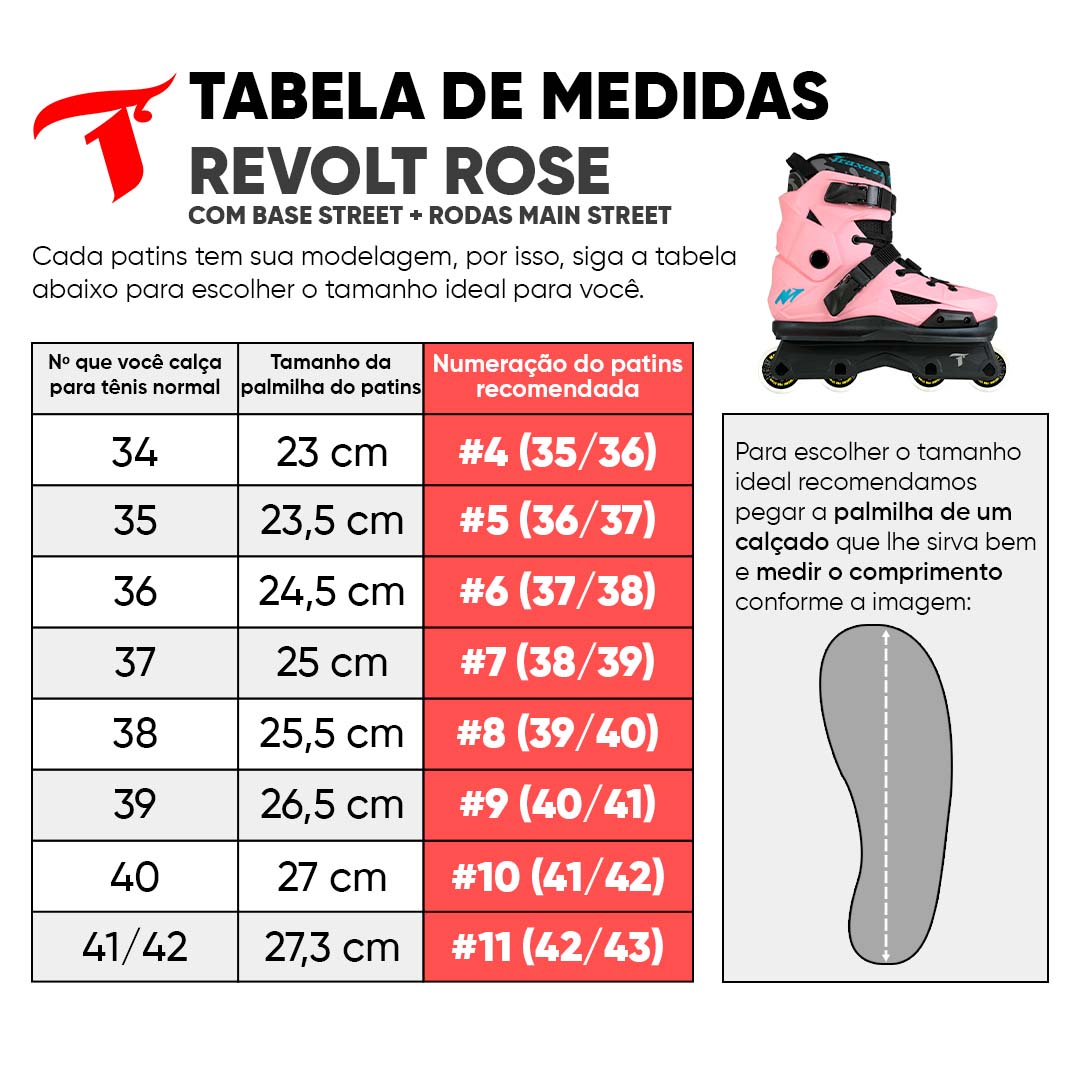 Patins Revolt Rose com Base Street - 57mm ABEC-9