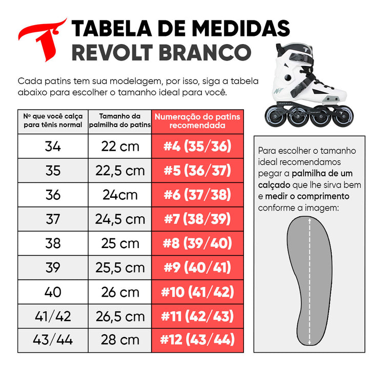 Patins Revolt Branco com Base Street - 57mm ABEC-9