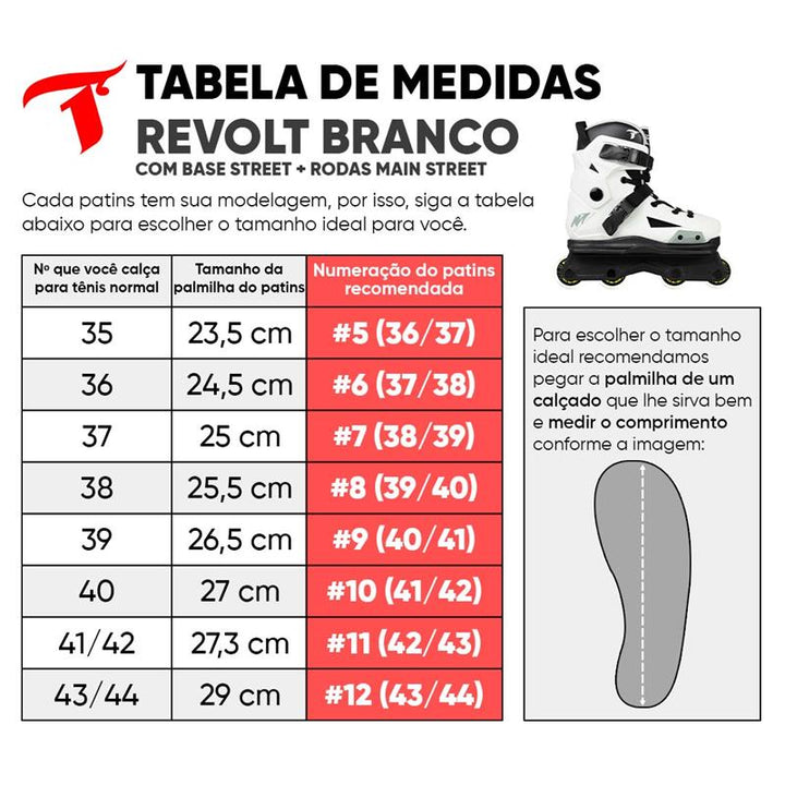 Patins Revolt Branco com Base Street - 57mm ABEC-9