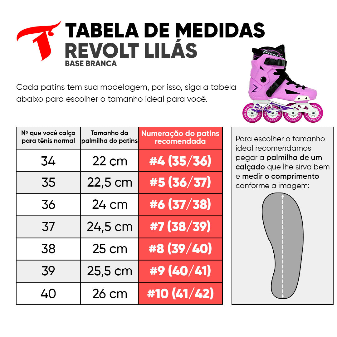 Patins Revolt Lilás com Rodas LED