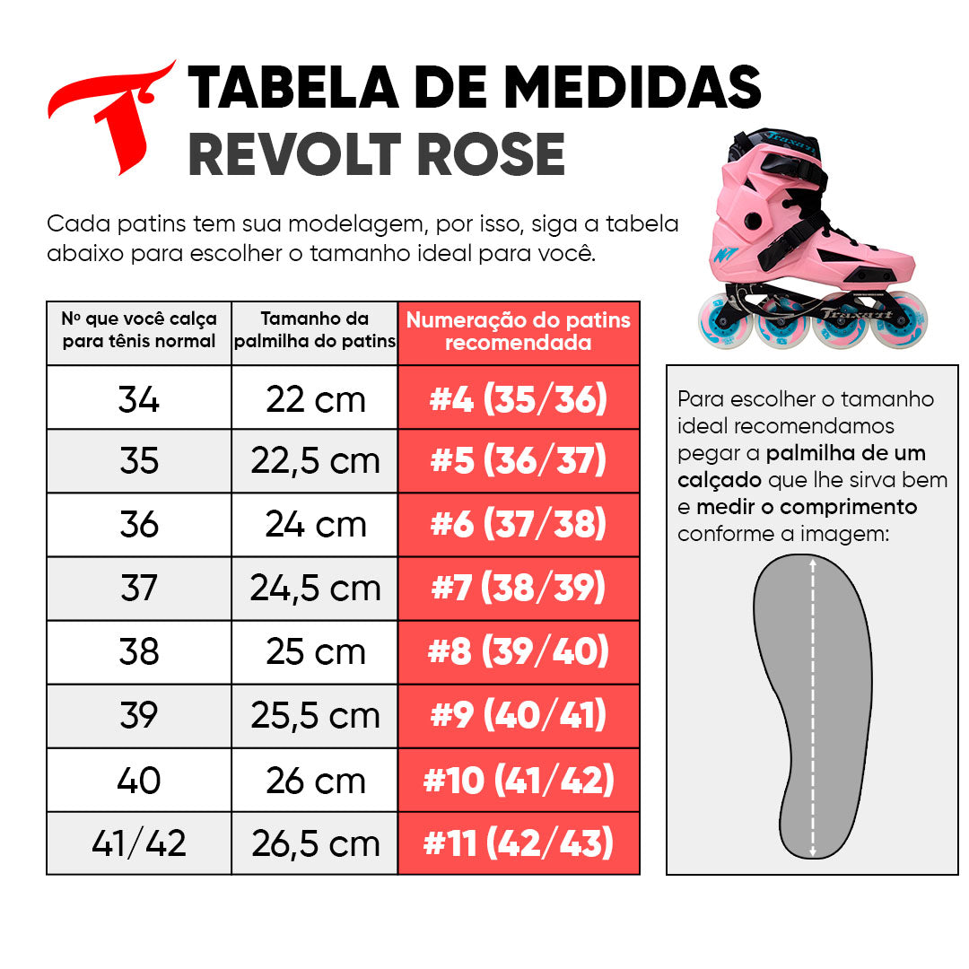 Patins Revolt Rose com Base Street - 57mm ABEC-9
