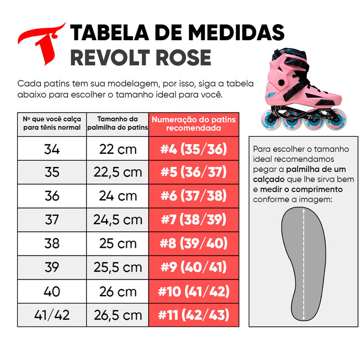 Patins Revolt Rose com Base Street - 57mm ABEC-9