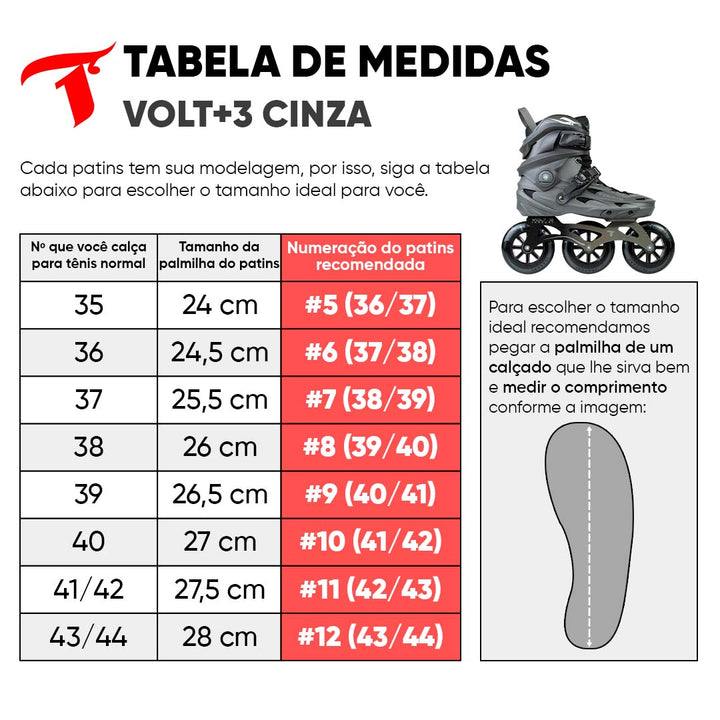 Patins Volt+ 3 Cinza - 110mm ABEC-9 Cromo