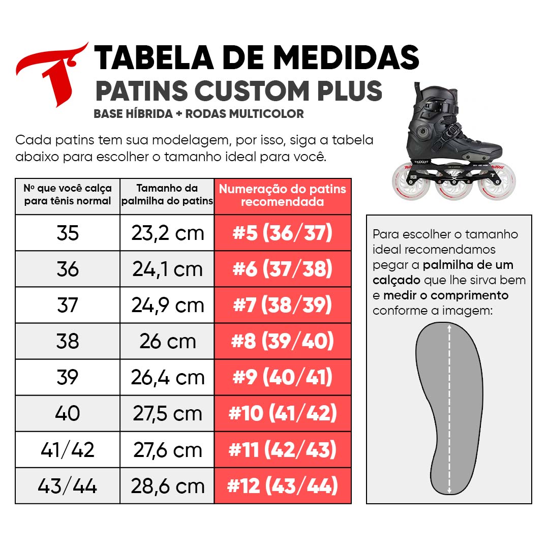 Patins Custom Plus Preta + Base Híbrida + Rodas LED Multicolor 110mm