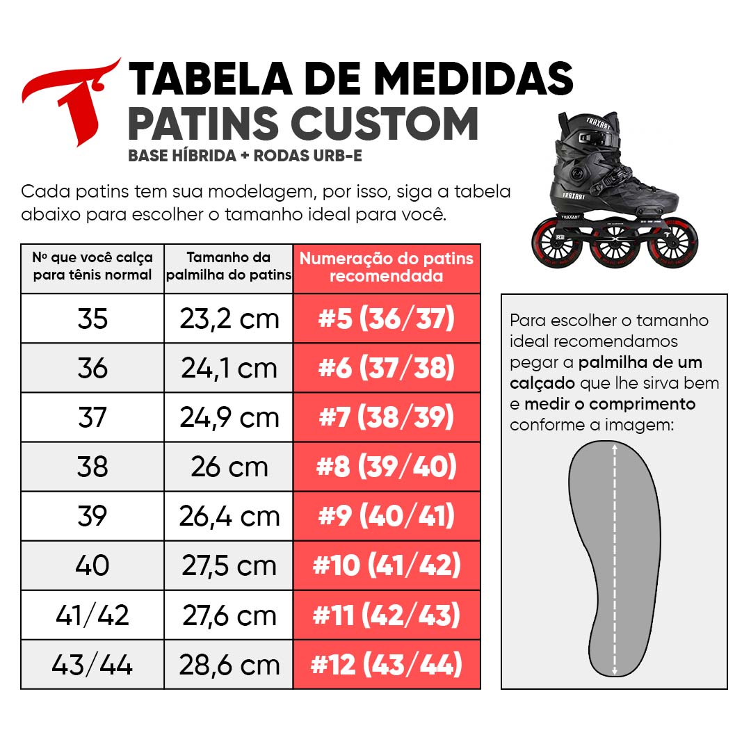 Patins Custom Preto + Base Híbrida + Rodas Urb-e 110mm