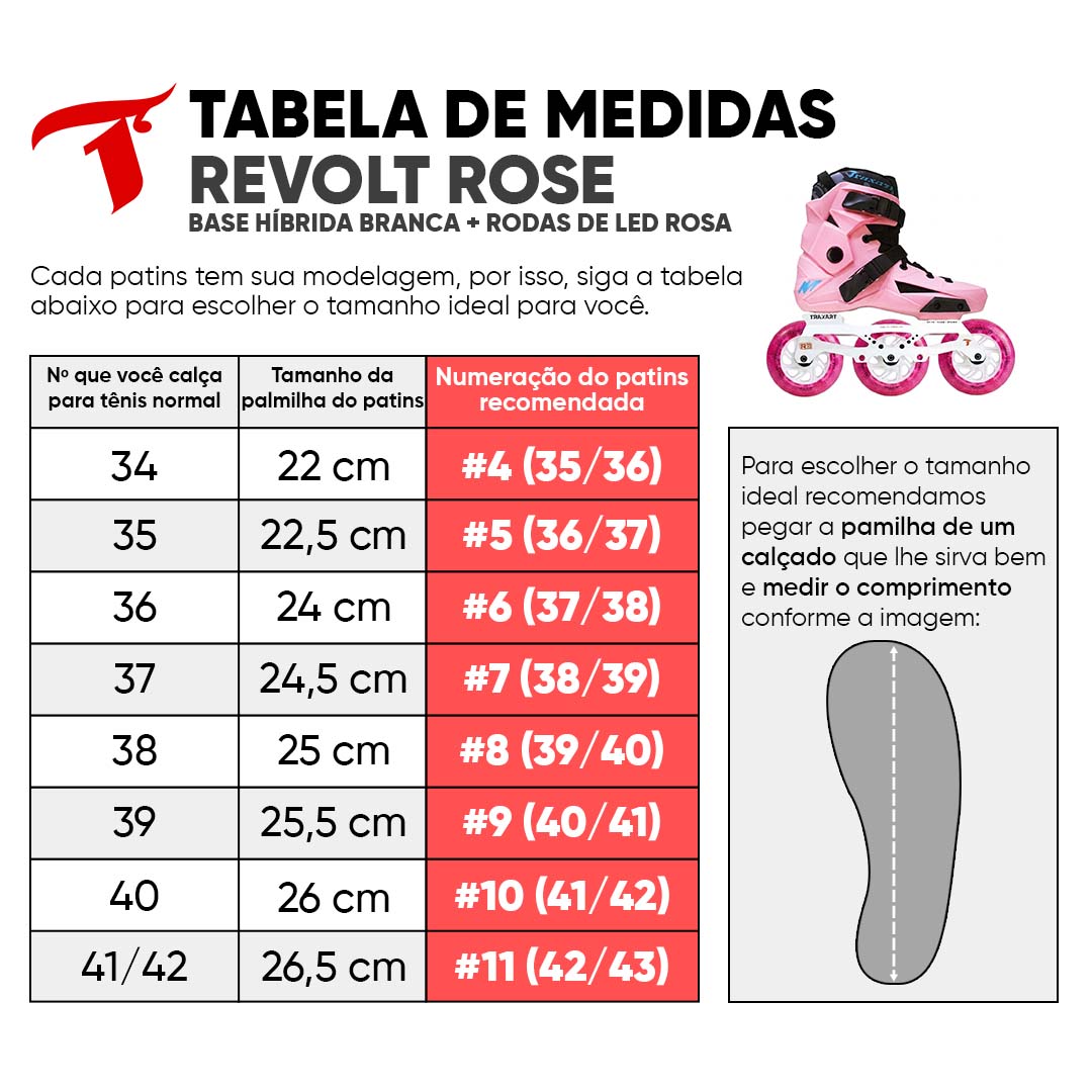 Patins Revolt Rose + Base Híbrida+ Rodas LED Rosa 110mm