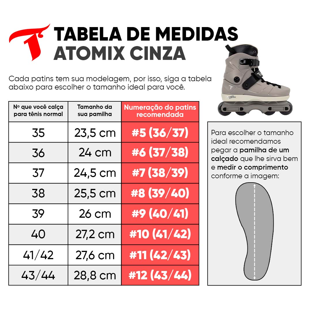 Patins Atomix Cinza + Protetor DG-300
