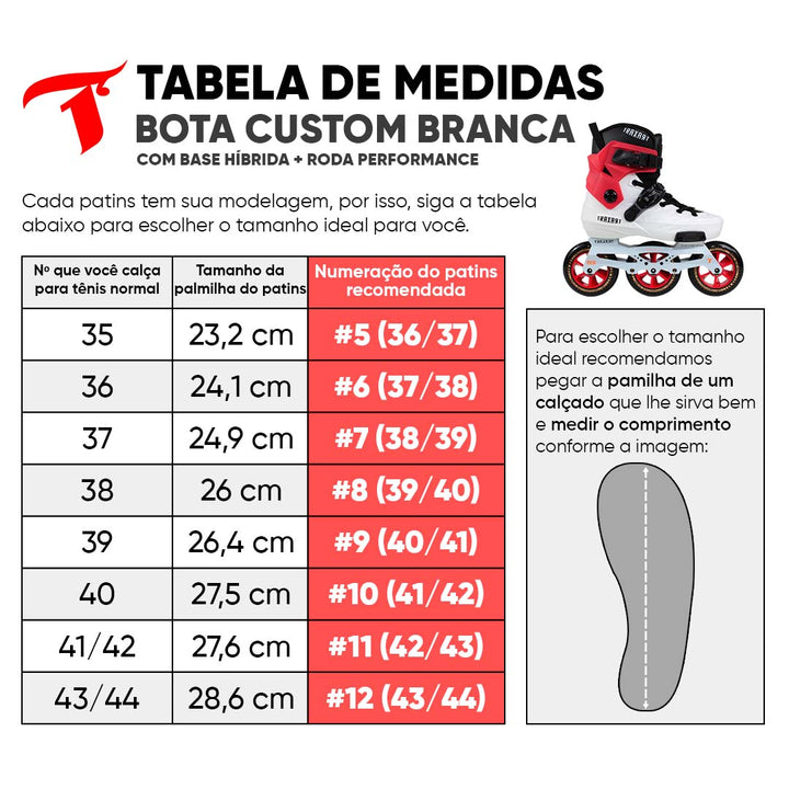 Patins Custom Personalizado Branco e Vermelho