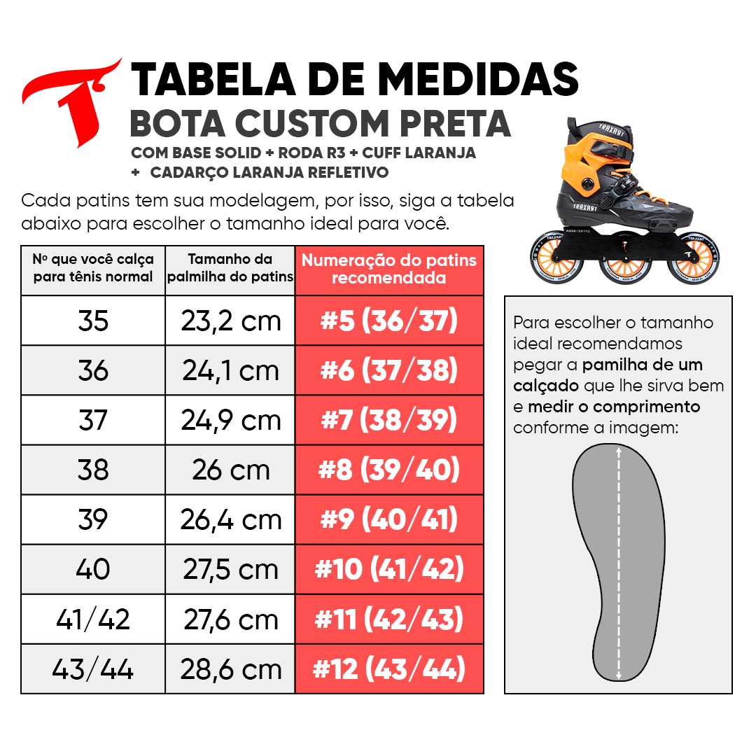 Patins Custom Personalizado Preto e Laranja