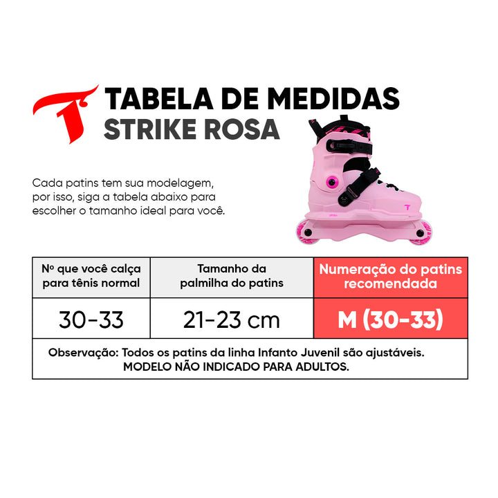Patins Infantil Profissional Strike Rosa - 58mm ABEC-9