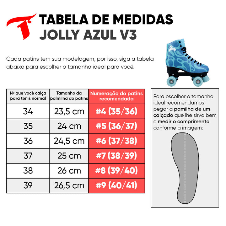 Patins Jolly Azul V3 - 58mm x 32mm ABEC-7